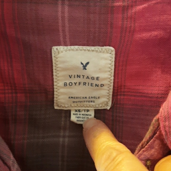 American Eagle xs fall flannel pink grey - Picture 2 of 2